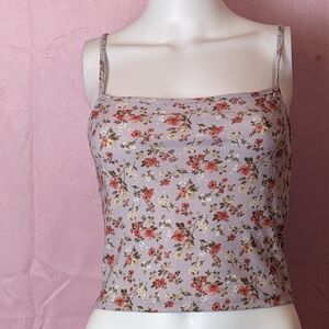 Forever 21 Light Purple Floral Print Sleeveless Crop Top